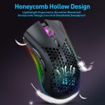 ⁦ماوس ألعاب لاسلكي 2.4GHz بتصميم خلية نحل خفيف الوزن، ماوس كمبيوتر بإضاءة خلفية ار جي بي قابلة لإعادة الشحن مع مستقبل USB وسرعة نقطة لكل بوصة قابلة للتعديل، للكمبيوتر الشخصي وماك واللاب توب من هيتويتف⁩ - الصورة ⁦4⁩