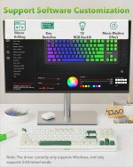 ⁦لوحة مفاتيح ميكانيكية K734WCG-RGB-PRO، 81 مفتاح من ريدراجون، إضاءة خلفية ار جي بي، وضع ثلاثي، أبيض مع لمسات خضراء⁩ - الصورة ⁦6⁩
