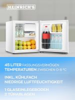 ⁦ثلاجة مشروبات 45 لتر صغيرة الحجم هادئة 41 ديسيبل مع حجرة فريزر صغيرة مع حجرة فريزر مثالية للمكتب والتخييم والحديقة في الهواء الطلق (ابيض الباين) [فئة الطاقة E]، من هاينريش⁩ - الصورة ⁦5⁩