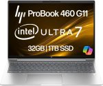 لاب توب بروبوك 460 G11 للأعمال 16 بوصة FHD انتل كور الترا 7 155U، رام 32 جيجا DDR5، ذاكرة مستديمة 1TB، واي فاي 6E، RJ-45، كاميرا ويب، كيبورد بإضاءة خلفية، ويندوز 11برو، بلاستيك فضي بايك من اتش بي