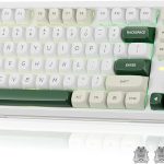 لوحة مفاتيح ميكانيكية K734WCG-RGB-PRO، 81 مفتاح من ريدراجون، إضاءة خلفية ار جي بي، وضع ثلاثي، أبيض مع لمسات خضراء