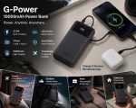 ⁦باور بانك من جي-باور سعة 10000 مللي أمبير بتقنية ليثيوم بوليمر ومنافذ USB و تايب-C مع شاشة LED وشحن سريع للهواتف و التابلت، أسود⁩ - الصورة ⁦6⁩
