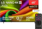 تلفزيون نانو ذكي NU84 بدقة 4K UHD مقاس 65 بوصة بتقنية الذكاء الاصطناعي مع جهاز تحكم عن بعد سحري نظام تشغيل ويب او اس 26 إصدار 2026 من ال جي