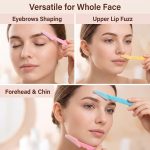 ⁦أداة تقشير البشرة والحواجب من ILLUVA، ماكينة حلاقة الوجه ديرمابلاين مع غطاء دقيق للنساء والرجال، عبوة من 6 قطع⁩ - الصورة ⁦4⁩