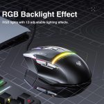 ⁦ماوس ألعاب سلكي S12 برو أبيض، ماوس ضوئي 12800 نقطة لكل بوصة مع إضاءة خلفية RGB و8 أزرار قابلة للبرمجة، يدعم تعديل الأزرار وزر إطلاق سريع من اولا⁩ - الصورة ⁦3⁩