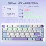 ⁦لوحة مفاتيح ألعاب K673 ماكس لاسلكية 75% بإضاءة ار جي بي بـ3 أوضاع و81 مفتاح بخاصية بي بي تي مدمجة مع تبديل سريع وزر تحكم مخصص وتقليل الضوضاء من 5 طبقات بمفتاح خطي من ريدراجون⁩ - الصورة ⁦7⁩