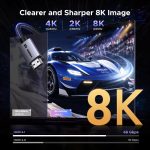 يوجرين محول كيبل وصلة HDMI 2.1 ذكر الى انثى، 8K@60Hz/4K@144Hz/2K@240Hz/1080P@240Hz/240Hz/متوافق مع فاير ستيك وشاومي ستيك وروكو وPS5 والتلفزيون ومشغل بلوراي 0.15 متر - الصورة 2
