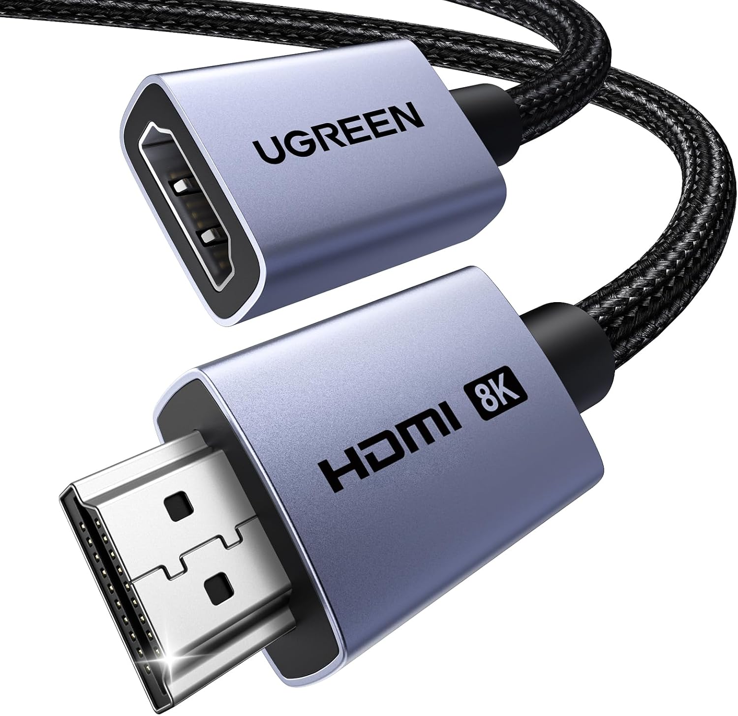 71BtVyC3zdL._AC_SL1500_.jpg يوجرين محول كيبل وصلة HDMI 2.1 ذكر الى انثى، 8K@60Hz/4K@144Hz/2K@240Hz/1080P@240Hz/240Hz/متوافق مع فاير ستيك وشاومي ستيك وروكو وPS5 والتلفزيون ومشغل بلوراي 0.15 متر