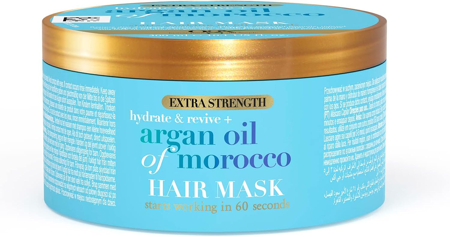71ZlI40QkaL._AC_SL1500_.jpg قناع الشعر بزيت الأرجان المغربي للشعر التالف من أو جي اكس 300 مل OGX | علاج إصلاح قوي للغاية غني ببروتينات الحرير لاستعادة القوة والمرونة واللمعان في 60 ثانية فقط