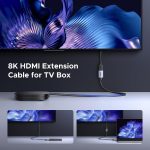 يوجرين محول كيبل وصلة HDMI 2.1 ذكر الى انثى، 8K@60Hz/4K@144Hz/2K@240Hz/1080P@240Hz/240Hz/متوافق مع فاير ستيك وشاومي ستيك وروكو وPS5 والتلفزيون ومشغل بلوراي 0.15 متر - الصورة 4